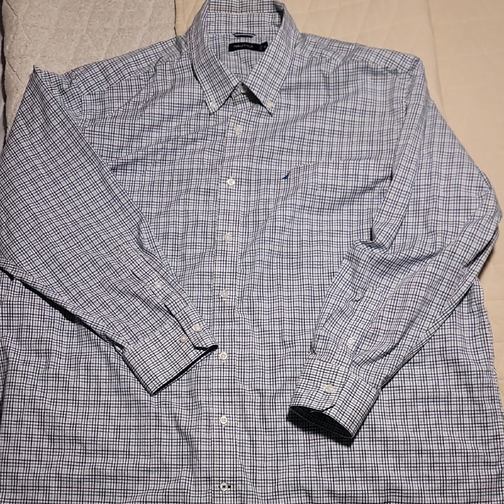 Nautica Blue Casual Button Down Shirt